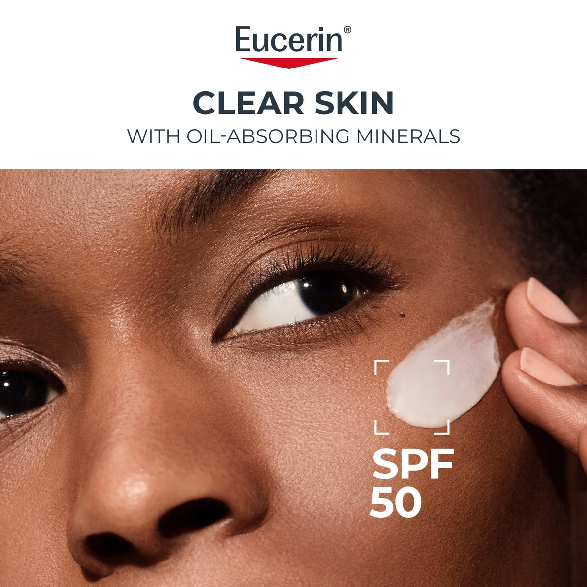 Eucerin Clear Skin Face Sunscreen SPF 50 bottle with pump dispenser