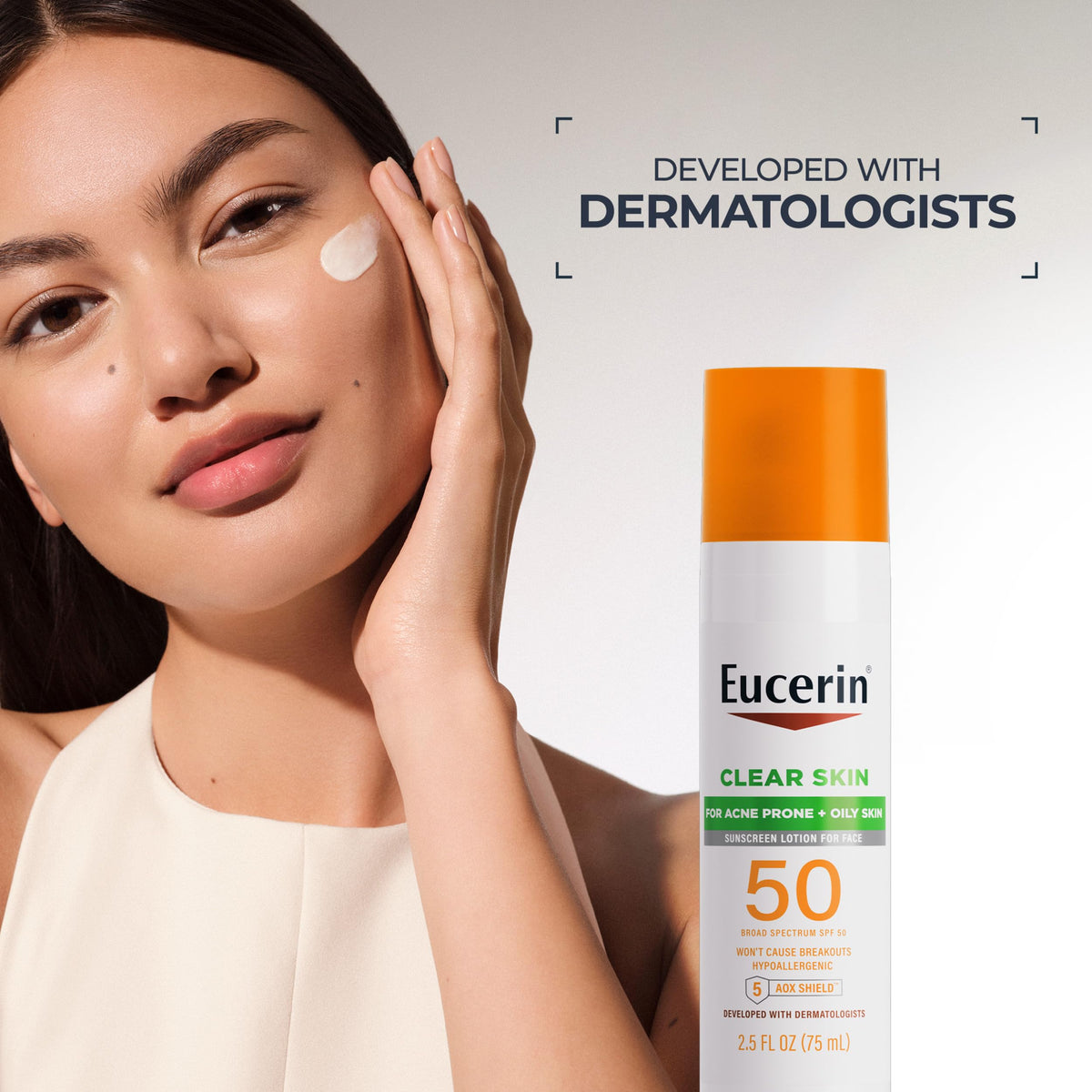 Eucerin Clear Skin Face Sunscreen SPF 50 lifestyle scene