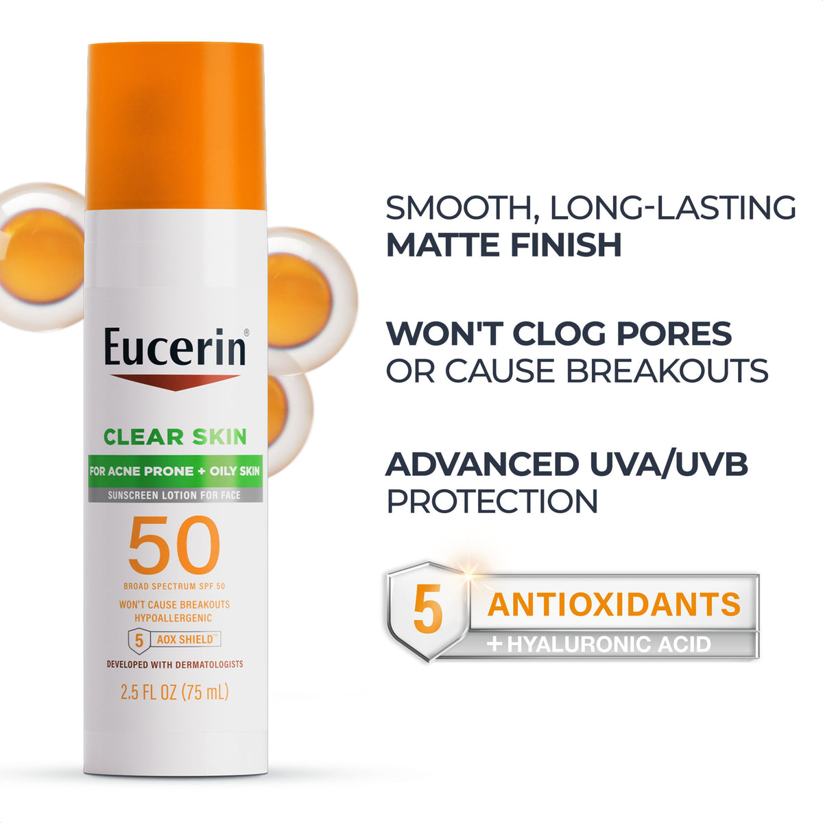 Eucerin Clear Skin Face Sunscreen SPF 50 texture on skin