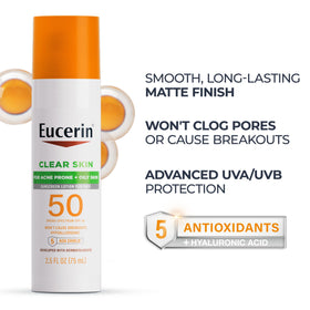 Eucerin Clear Skin Face Sunscreen SPF 50 texture on skin