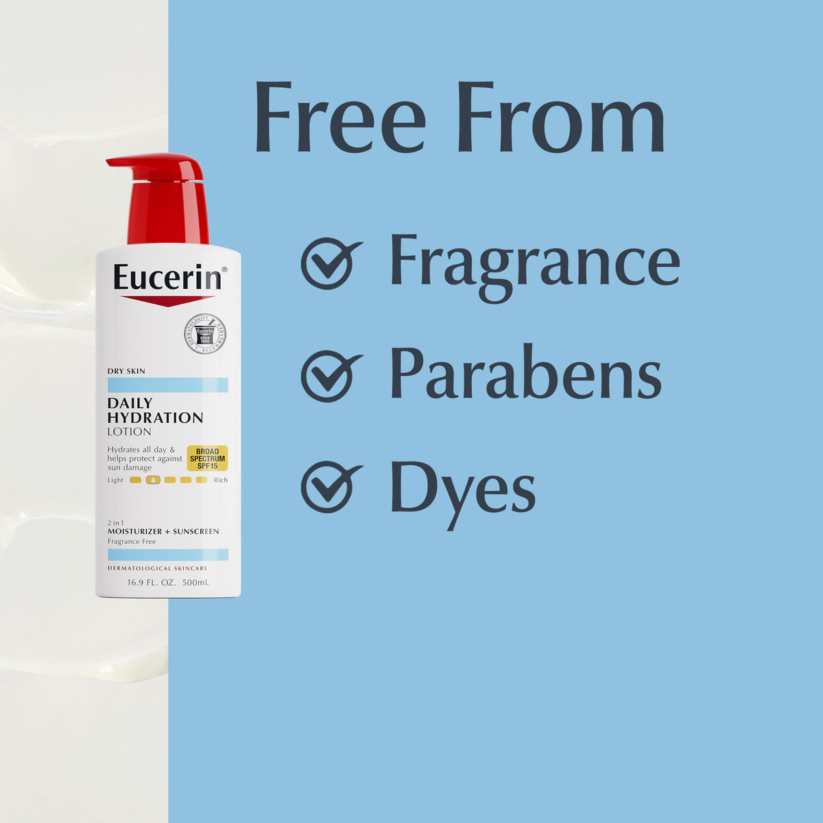 Eucerin Daily Hydration Lotion SPF 15 in use outdoors