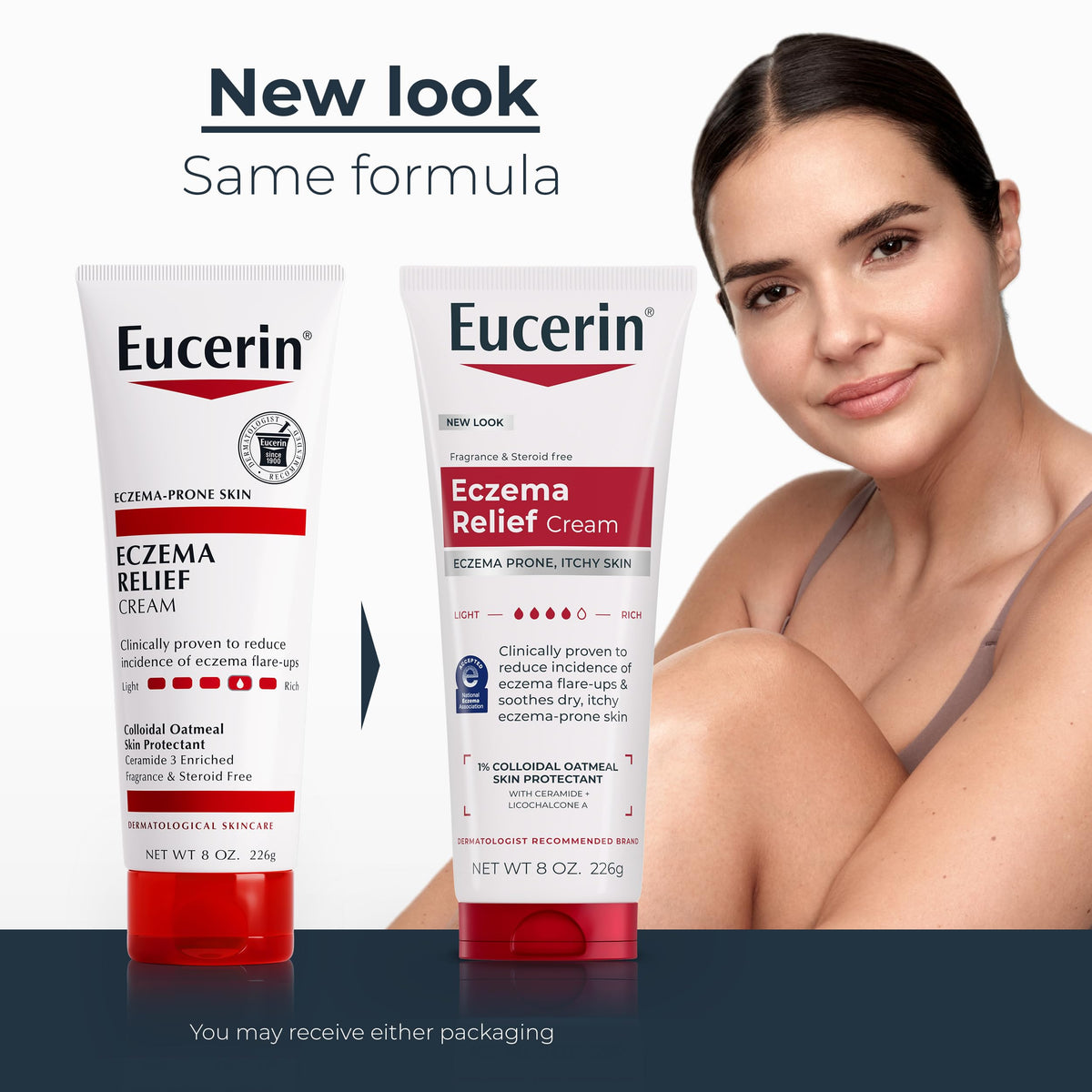 Eucerin Eczema Relief Body Cream showing texture on hand