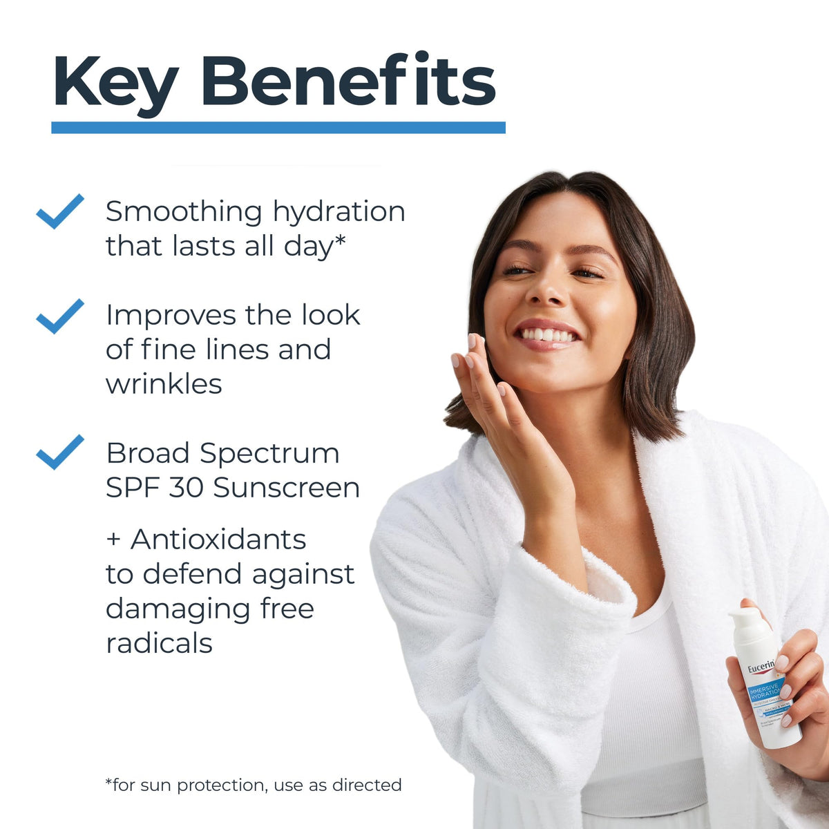 Eucerin Immersive Hydration Daily Face Lotion SPF 30 bottle side view