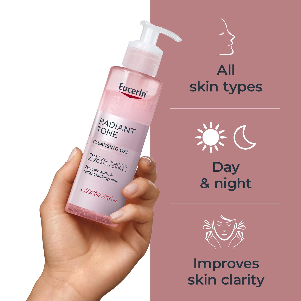 Eucerin Radiant Tone Cleansing Gel texture on hand