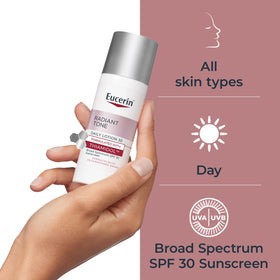 Eucerin Radiant Tone Daily Face Lotion with natural light background