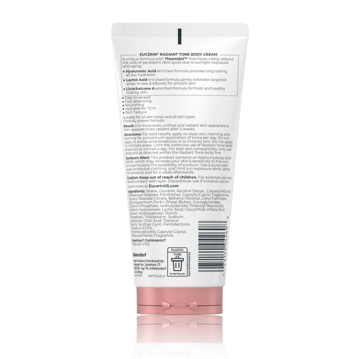 Eucerin Radiant Tone Dark Spot Corrector Body Cream with fresh flowers