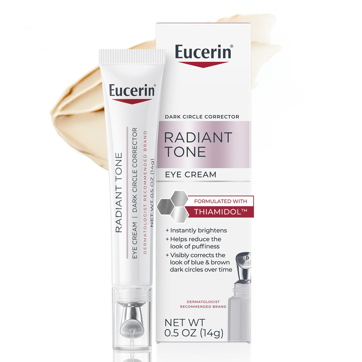 Eucerin Radiant Tone Eye Cream Dark Circle Corrector 0.5 Oz tube front view