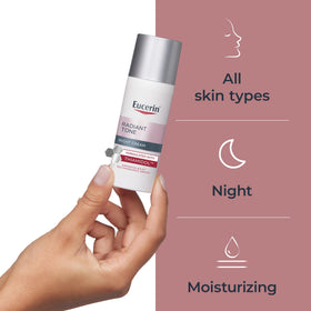 Eucerin Radiant Tone Night Cream Dark Spot Corrector 1.7 OZ application on skin