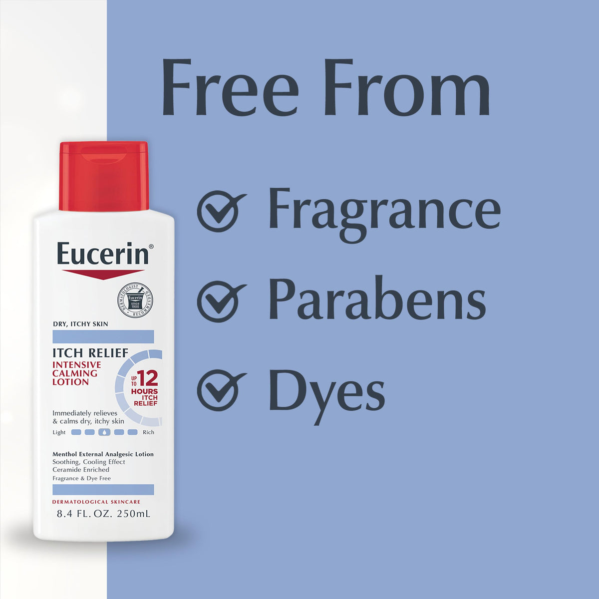 Eucerin Skin Calming Itch Relief Body Lotion in hand