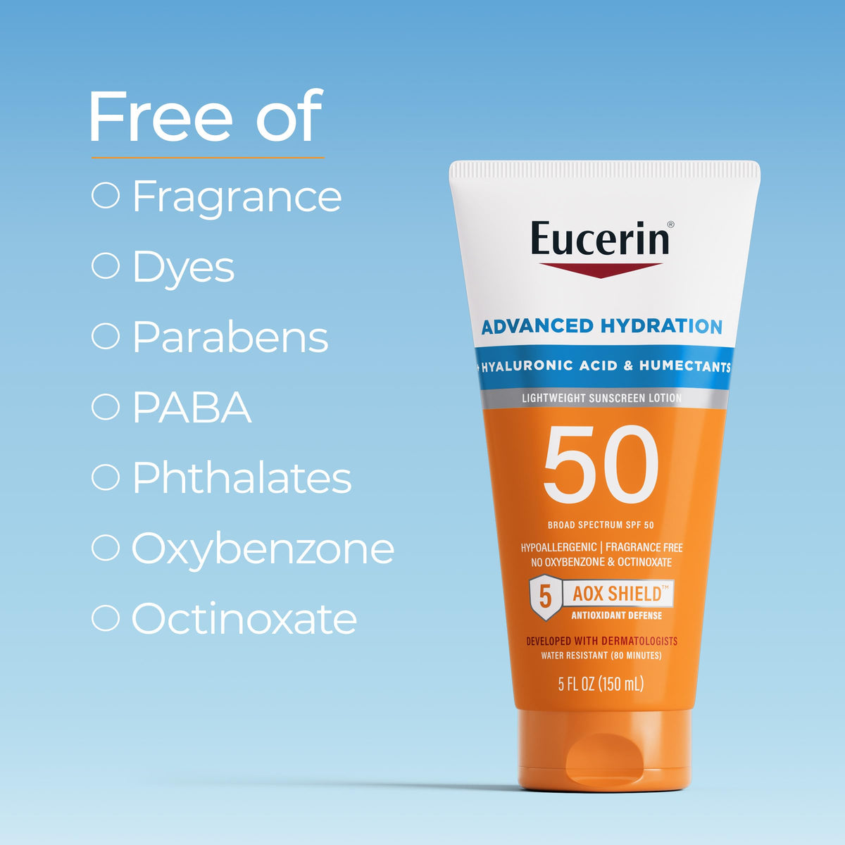 Eucerin Sun Advanced Hydration Sunscreen Lotion SPF 50 side view