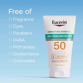 Eucerin sunscreen showing lightweight texture on hand