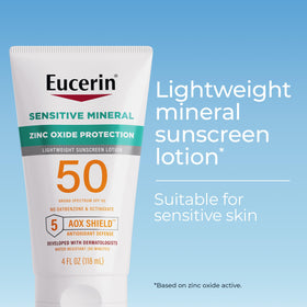 Eucerin sunscreen tube with cap off showing product texture