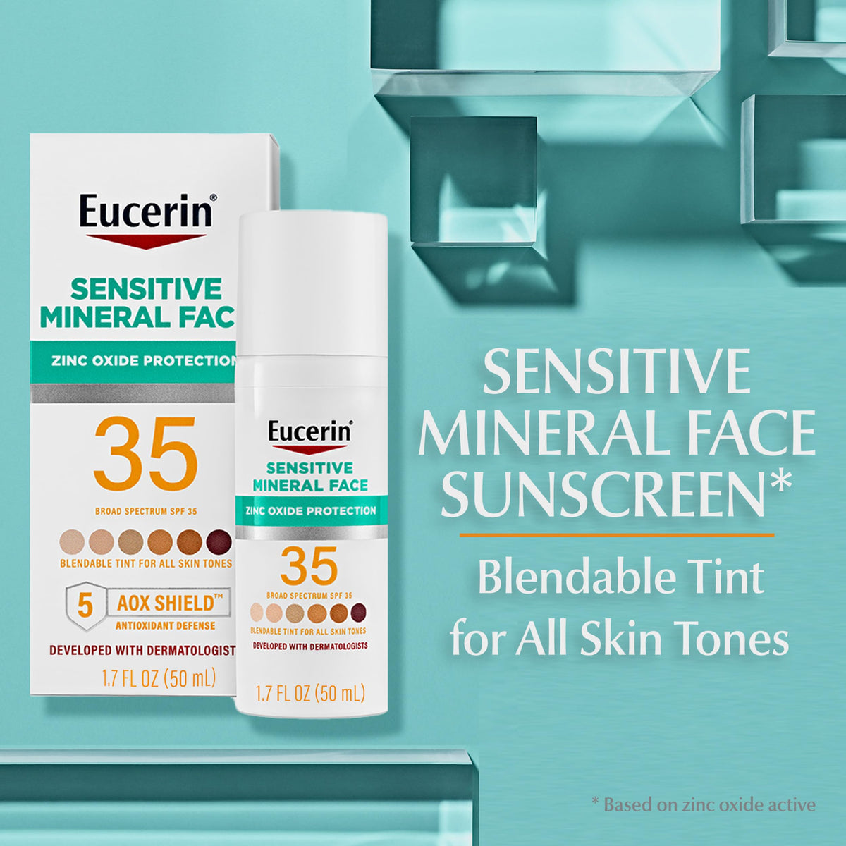 Eucerin Tinted Mineral Face Sunscreen SPF 35 pump dispenser close-up