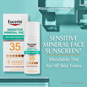 Eucerin Tinted Mineral Face Sunscreen SPF 35 pump dispenser close-up