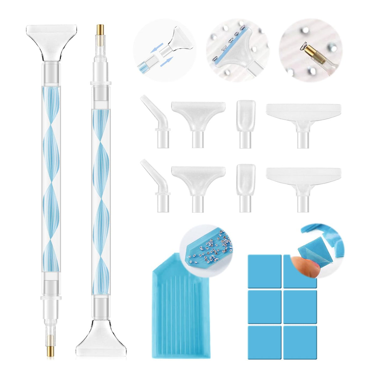 Eudaicful Rhinestone Picker Tool Kit with blue acrylic handles