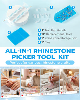 Eudaicful rhinestone storage box with assorted rhinestones