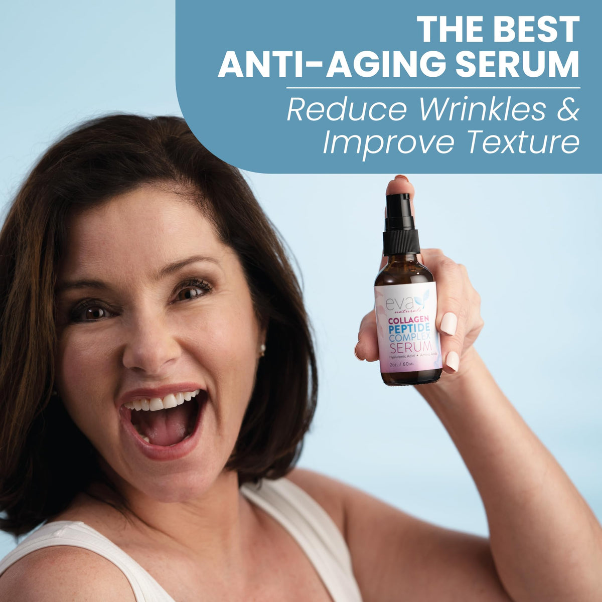 Eva Naturals Collagen Peptide Serum applied on skin