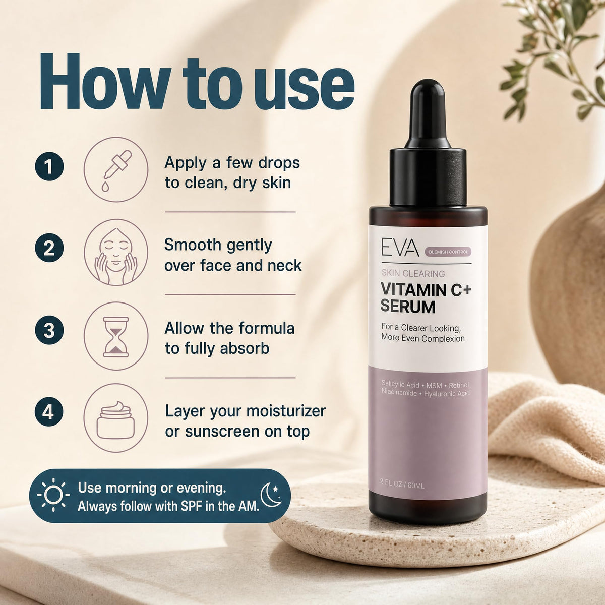Eva Naturals Skin Clearing Serum texture on skin