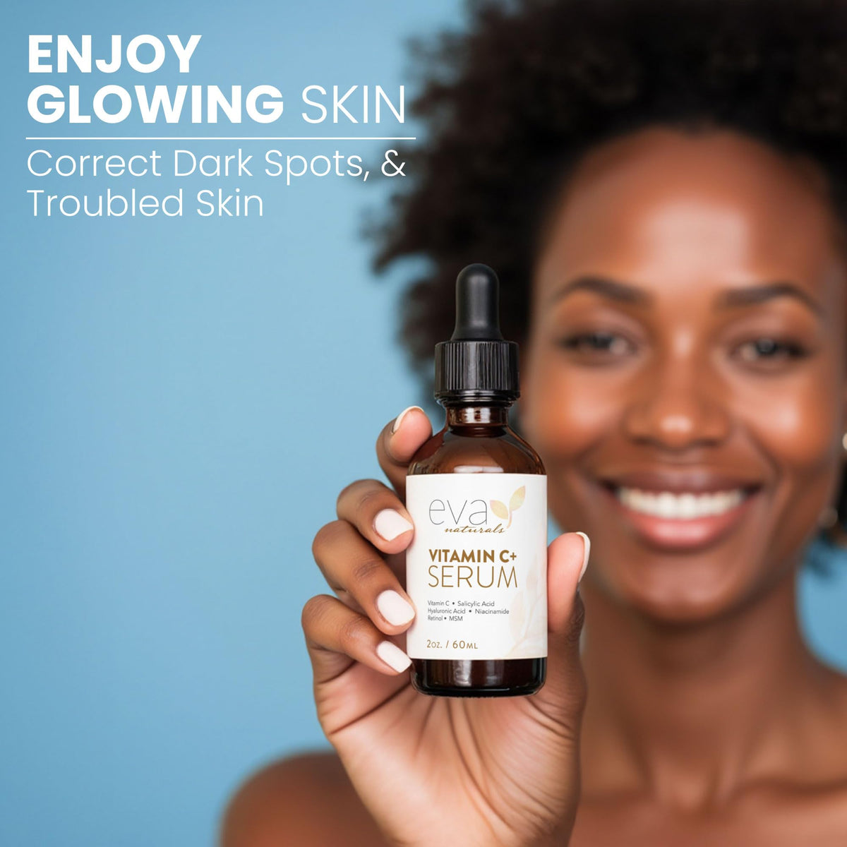 Eva Naturals Vitamin C Serum Plus 2 oz on a skincare shelf