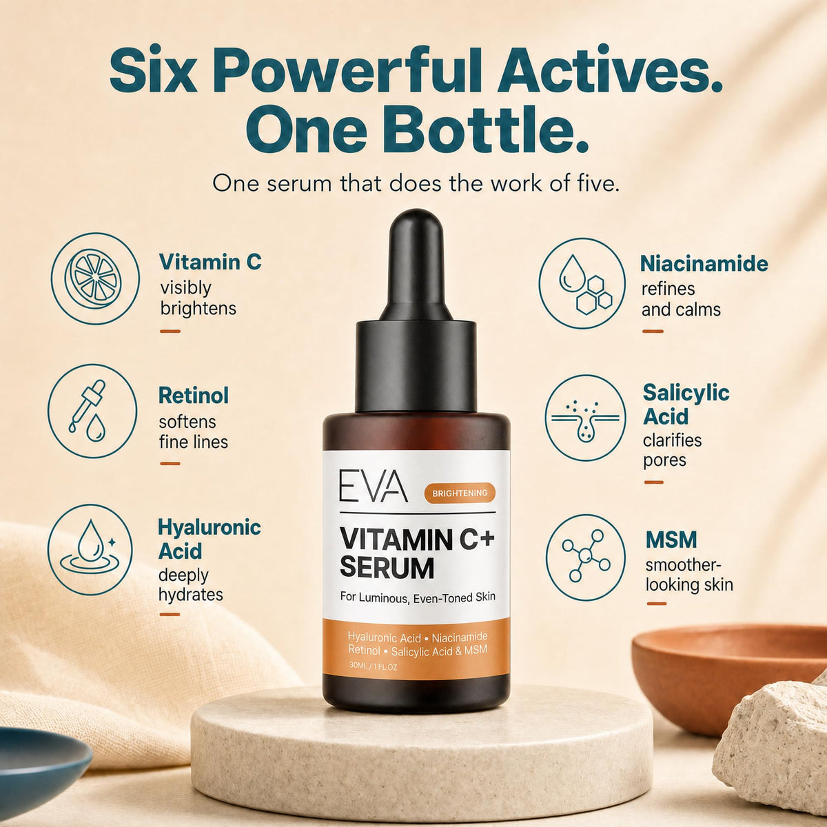 Eva Naturals Vitamin C Serum texture on skin