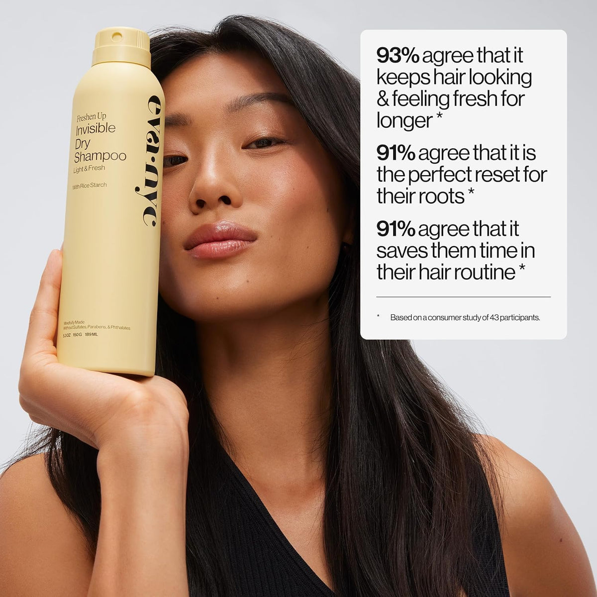 EVA·NYC Invisible Dry Shampoo Spray being applied to hair