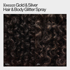 EVA·NYC Kweeen Gold Glitter Spray application on skin