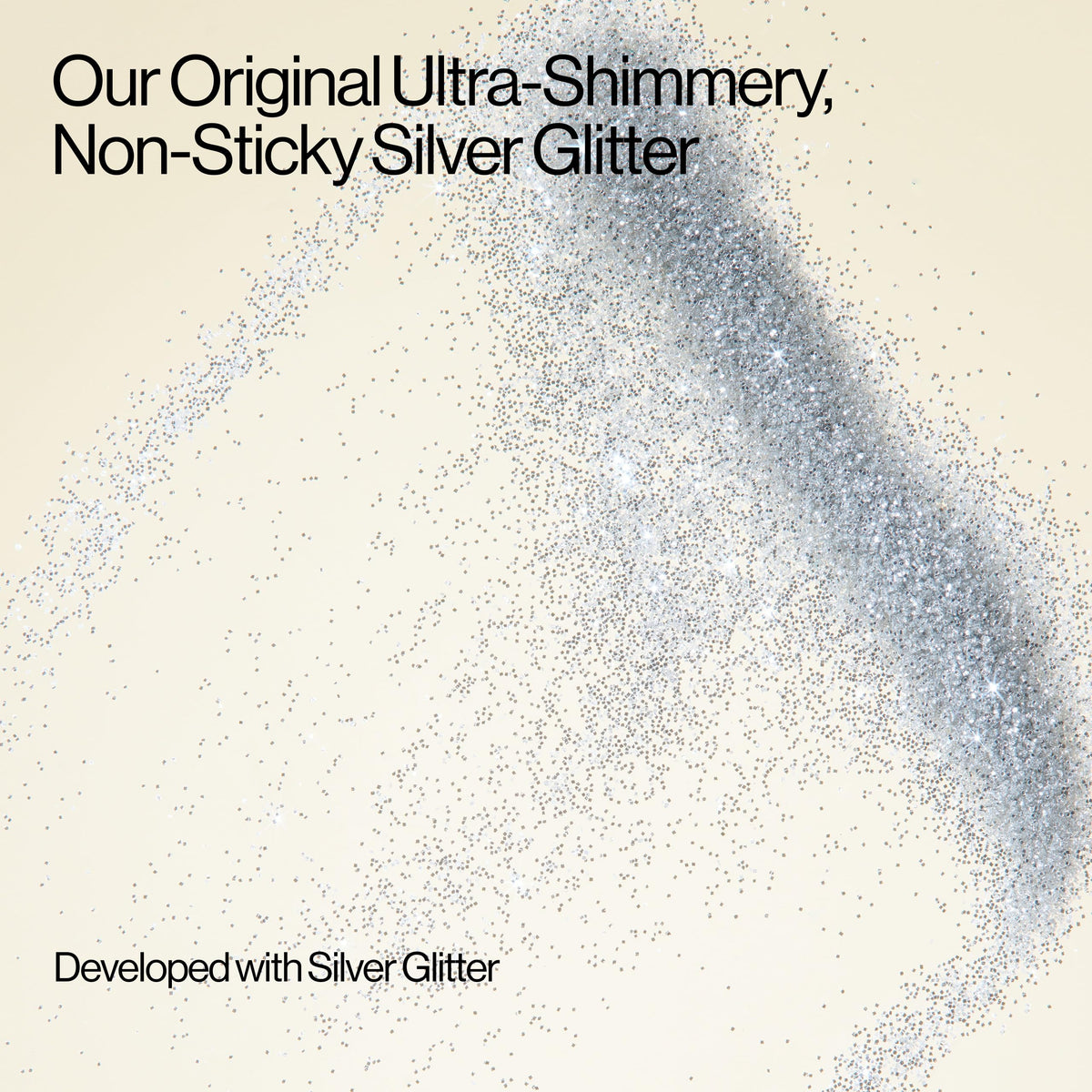 EVA·NYC Kweeen Silver Glitter Spray being applied on skin