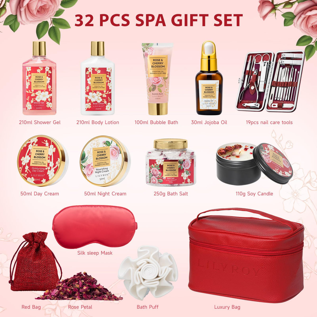 EVA sponge and bath salt from LILY ROY Spa Gift Set