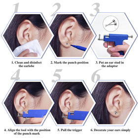 Evatage ear piercing gun in use during a home piercing session