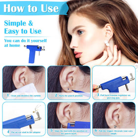 Evatage gold and silver piercing earrings displayed