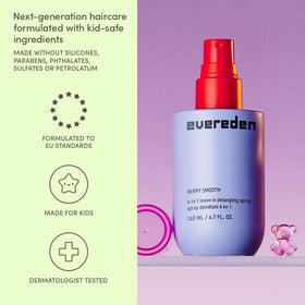Evereden Kids 4-in-1 Detangler Spray in use on dry hair