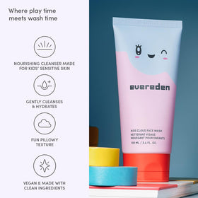 Evereden Kids Cloud Face Wash 150g with coconut and citrus ingredients