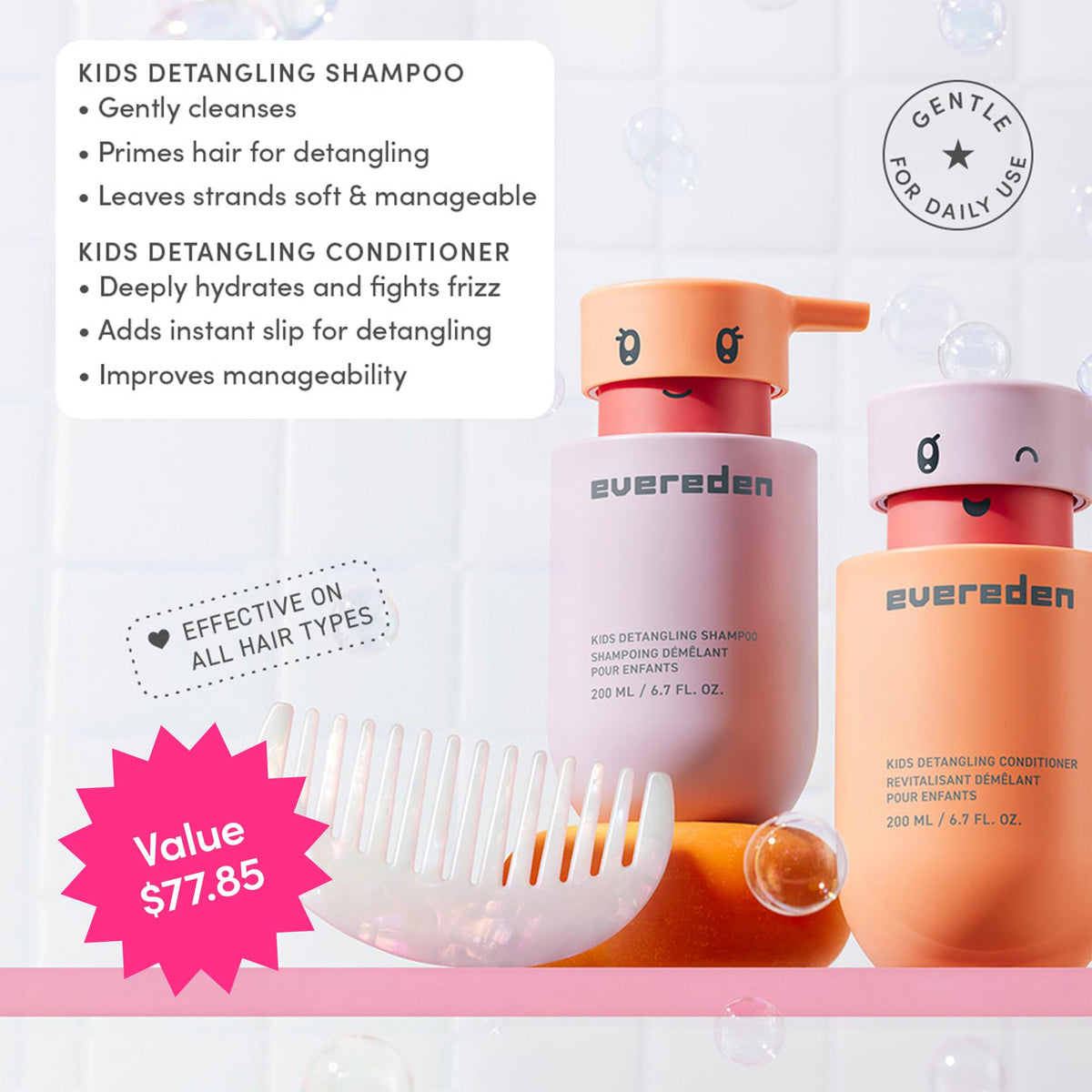 Evereden Kids Conditioner bottle with label details