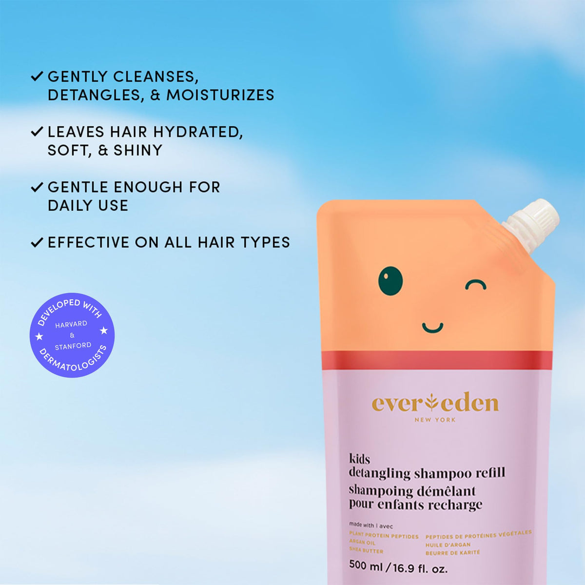 Evereden Kids Detangling Shampoo Refill 540g side view