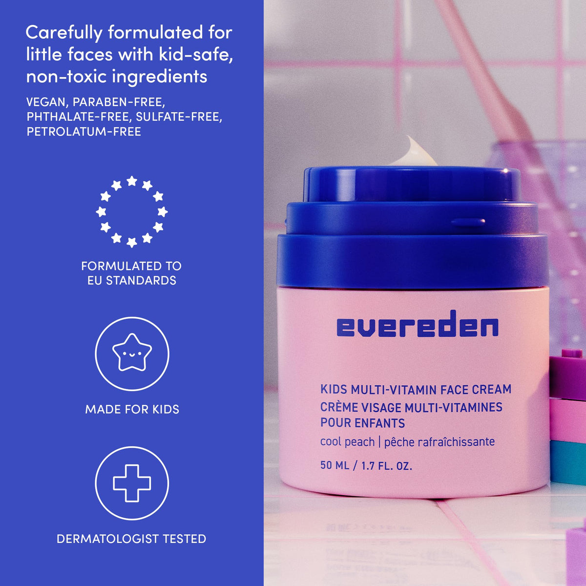 Evereden Kids Face Cream with peach background