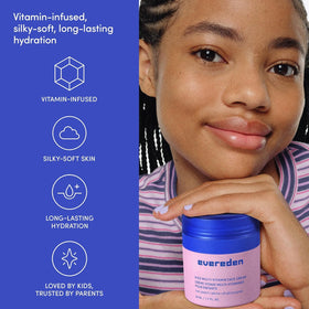 Evereden Kids Face Cream with refill pod next to a child's backpack