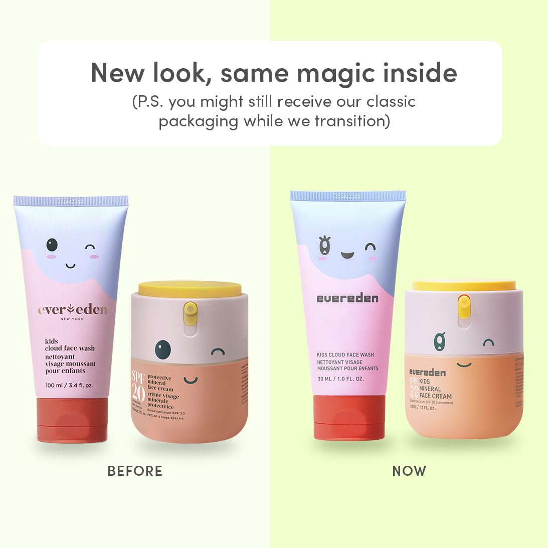 Evereden Kids Face Wash and Cream with playful kids in background