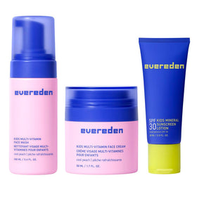 Evereden Kids Face Wash, Cream & SPF 30 Set in Peach packaging