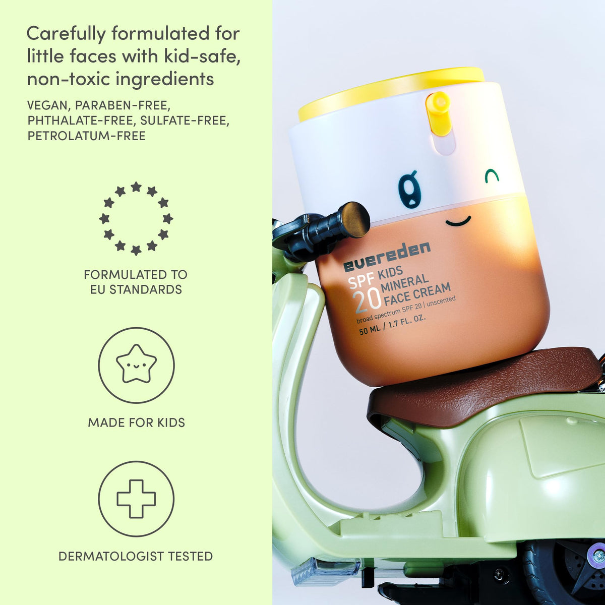 Evereden Kids Mineral Face Cream SPF 20 application on skin