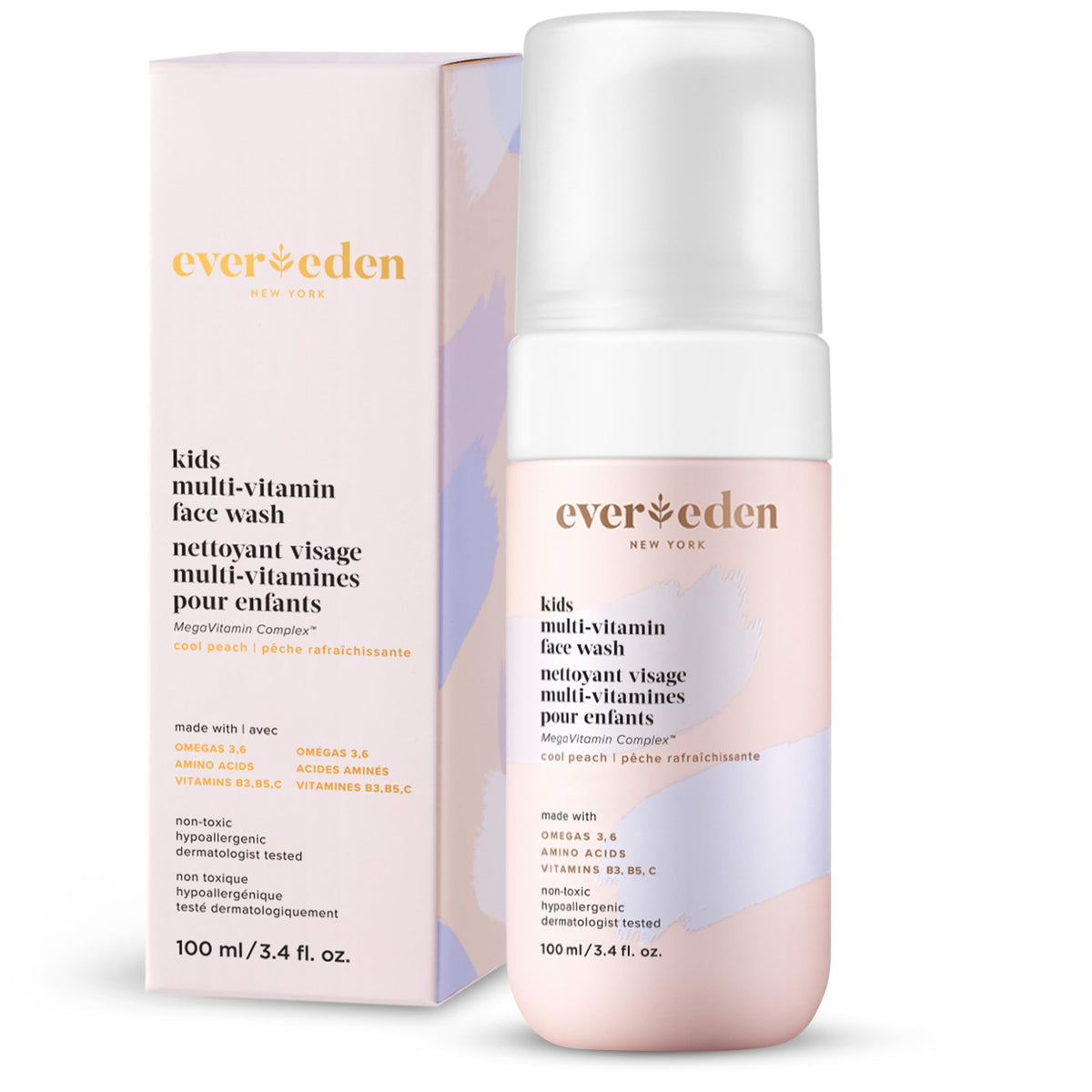Evereden Kids Multi-Vitamin Face Wash 170g front view with peach label