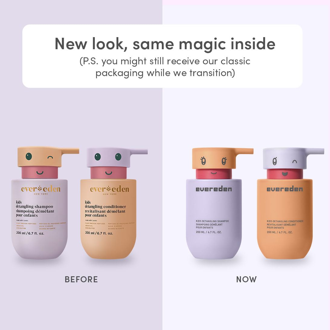Evereden Kids Shampoo and Conditioner bottles with playful labels