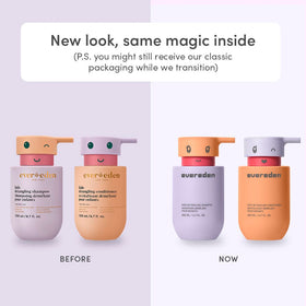 Evereden Kids Shampoo and Conditioner bottles with playful labels