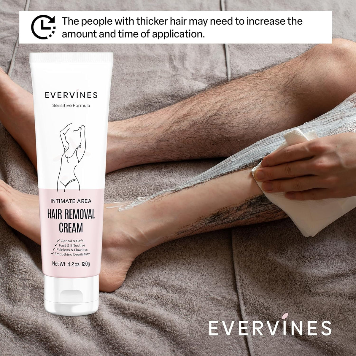 Evervines Hair Removal Cream before and after results
