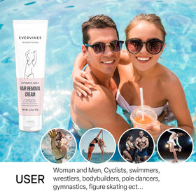 Evervines Hair Removal Cream product in bathroom setting