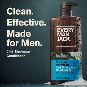 Every Man Jack 2-in-1 Shampoo & Conditioner Coconut Driftwood 24 oz back view