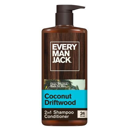 Every Man Jack 2-in-1 Shampoo & Conditioner Coconut Driftwood 24 oz front view
