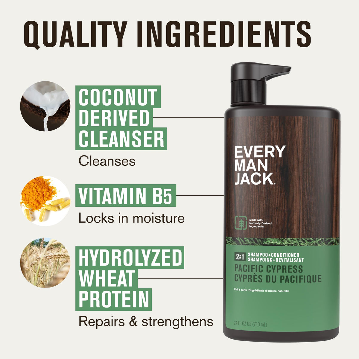 Every Man Jack 2-in-1 Shampoo & Conditioner with fresh coastal background