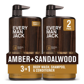 Every Man Jack 3-in-1 Body Wash Amber Sandalwood front view