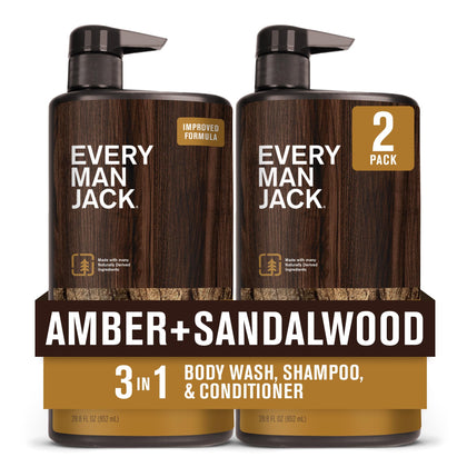 Every Man Jack 3-in-1 Body Wash Amber Sandalwood front view