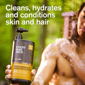 Every Man Jack 3-in-1 Body Wash Amber Sandalwood pump close-up